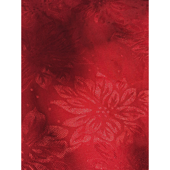 Deep Red Floral Round Table Cloth. 56ins by 56ins - Picture 6 of 6